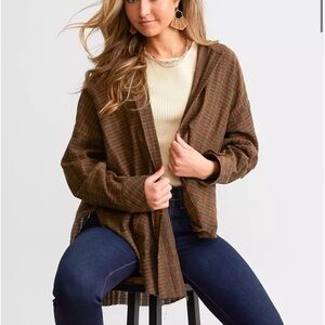 Gilded Intent Striped Brown and Green Cardigan